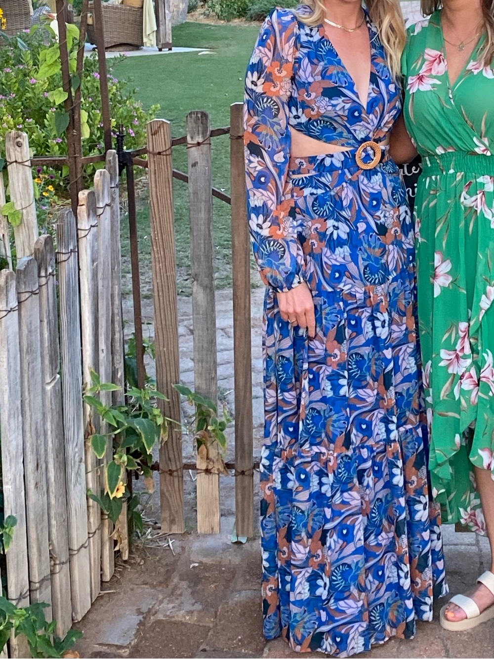 Gianni Bini Long Sleeve Floral Cut-Out Dress